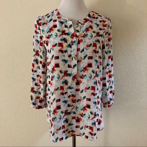 NYDJ Abstract Henley Poly Pull Over S